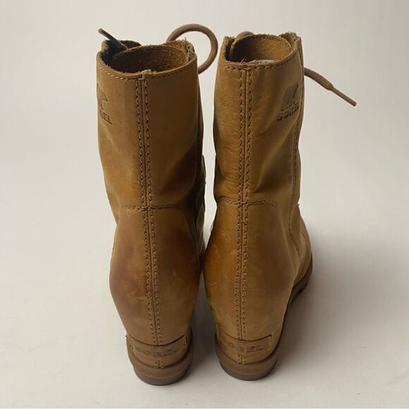 Sorel Joan of Arctic Lace Up Wedge Lexie Wedge Elk Brown Leather 7 - Picture 4 of 6